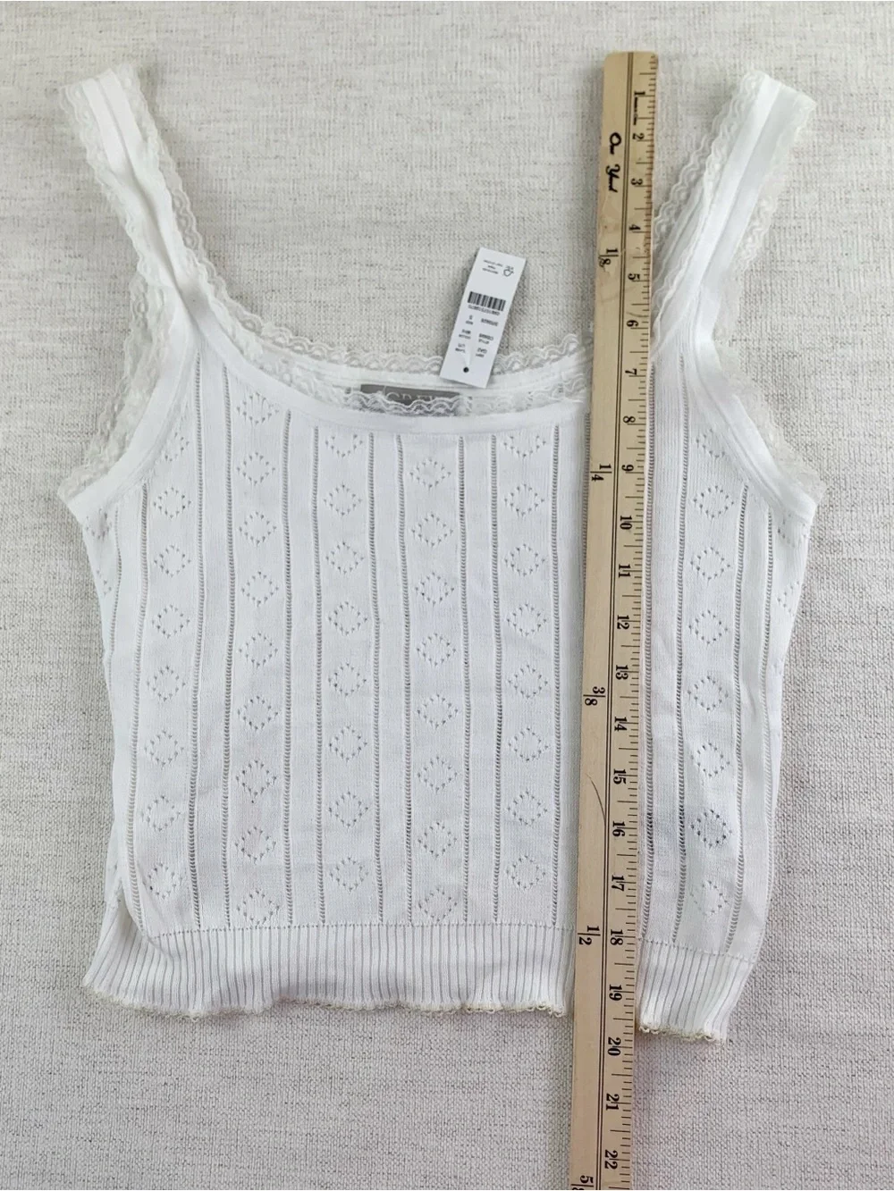 J Crew New Pointelle sweater-tank in premium ultrafine cotton lace trim white